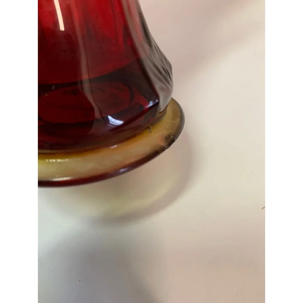 Vintage Amberina swung Red Glass Vase Fluted Tulip Style Flower Vase‎ Home Decor